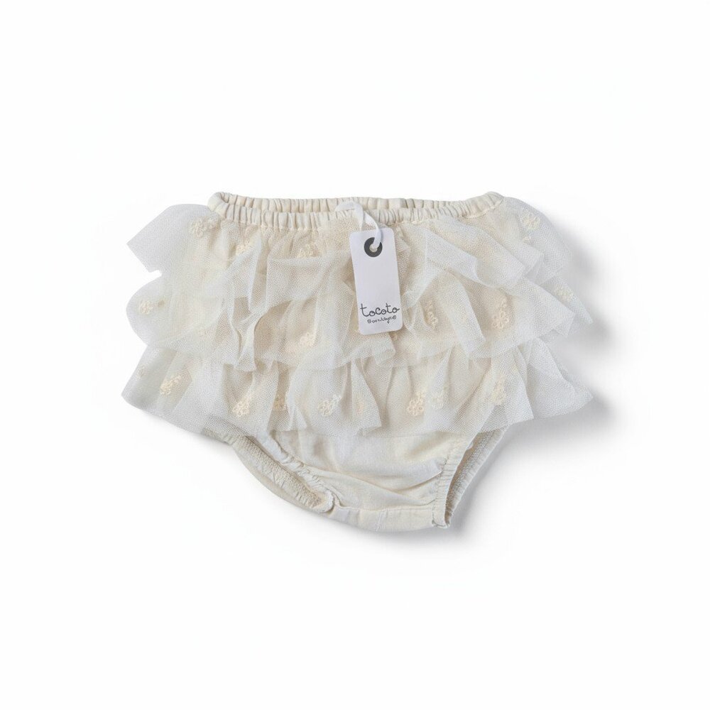 TOCOTO VINTAGE - RUFFLED BLOOMER - COTTON/LINEN - LIGHT CREME - NWT